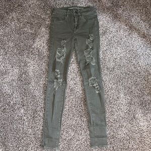 Green American eagle skinny jeans